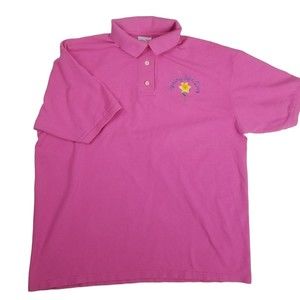 Anvil Hot Pink Short Sleeve Polo Shirt Womens XL Spring Spa Day Embroidered